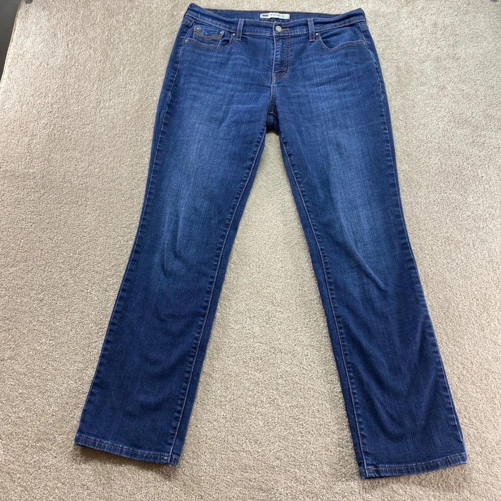 Levis 505 Straight Leg Jeans Womens‎ 14 Medium Wash Blue Denim Flap Pocket
